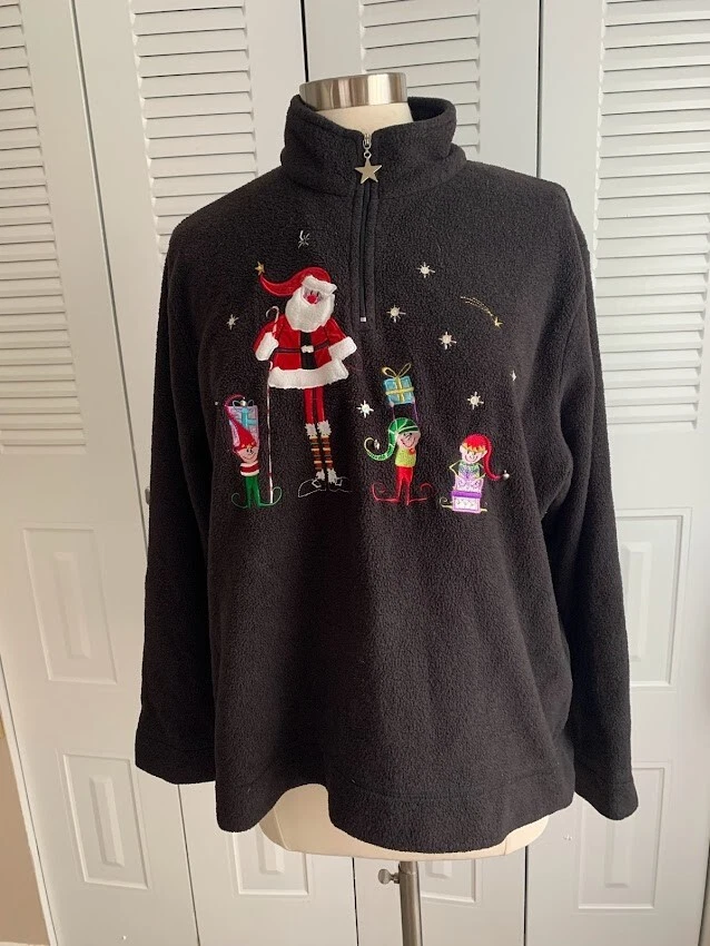 Pulôver feminino White Stag Natal 1/4 zíper preto fuligem tamanho XL 16/18 - Imagem 1 de 4