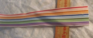 10 yards vintage trim ribbon blue-purple-pastel multi color stripe 1 1/2" craft - Picture 1 of 2