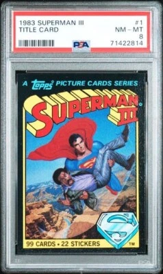 Tarjeta de título Superman III #1 1983 PSA 8 casi nueva-como nueva (¡losa nueva!) - RARO (¡POP 1!) Foto 1 de 2