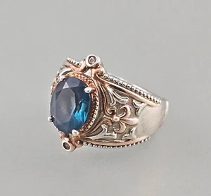 9425069 Anillo con piedra verde-azul plata 925 talla 56 - Imagen 1 de 5