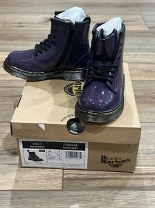 NEW Dr. Martens 1460T Boots Purple Blackcurrant KIDS Size 8/24 Rockstar - Picture 1 of 13