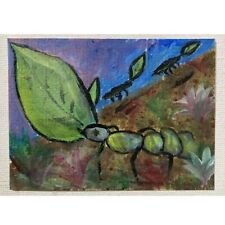 ACEO ORIGINAL PAINTING Mini Collectible Art Card Signed Insects Active Ants Ooak