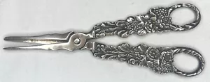 Early American HAND MADE Sterling Silver Floral & Vine Grape Shears Scissors - Picture 1 of 7