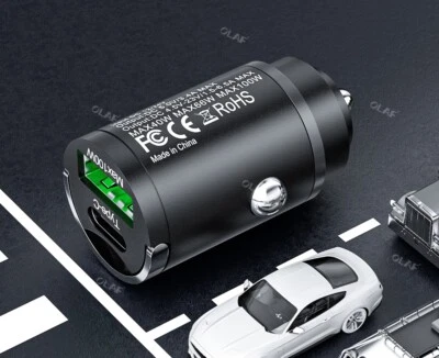 USB + Type C Fast Car Charger Cigarette Dual Socket Adapter For iPhone Samsung - Image 1 of 4