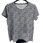 J.CREW Womens Sz Large Top Leopard Print Short Sleeve 100% Cotton Shirt