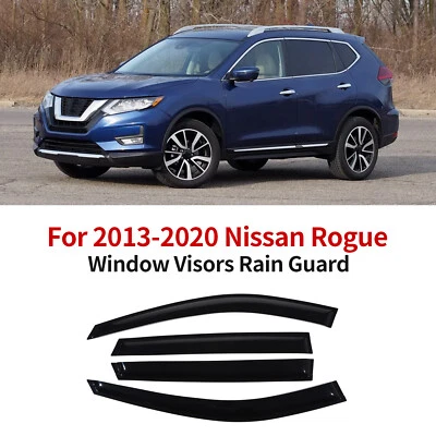 Black Window Sun Vent Visor Rain Guards Deflectors for Nissan Rogue 2014-2020 - Image 1 of 4