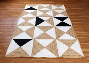 Rug Jute Rectangle Natural Handmade Rug Rustic look Braided Designer Area Rug - Picture 1 of 5