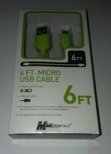 Cable de sincronización y carga micro-USB MOBILESSENTIALS 6 ft cable cargador de teléfono (verde) - Imagen 1 de 3