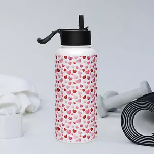 All Hearts All Love Stainless steel water bottle with a straw lid - Picture 1 of 4