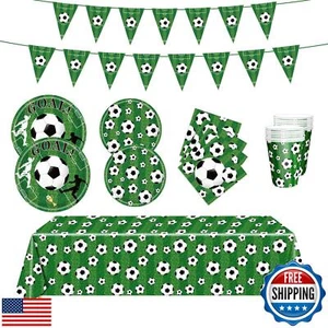 Soccer Birthday Party Decorations Includes Plates Napkins Banner Cups Tablecl - Picture 1 of 5
