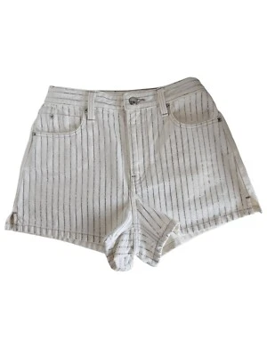 Pantalón corto Alexander Wang a rayas adornado con cristal blanco Foto 1 de 4