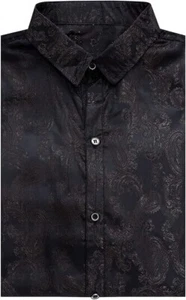 Sliktaa Mens Classic Vintage Long Sleeve Shirts Button Down Stand Collar Tuxedo - Picture 1 of 6