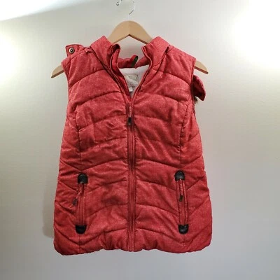 Chaleco acolchado Green Tea para mujer pequeño S rojo naranja forrado capucha desmontable Foto 1 de 4