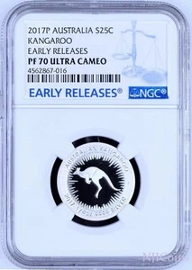 PROOF 2017 Australia Red Kangaroo Silver 1/4 oz coin NGC PF 70 ER Label + OGP - Picture 1 of 4