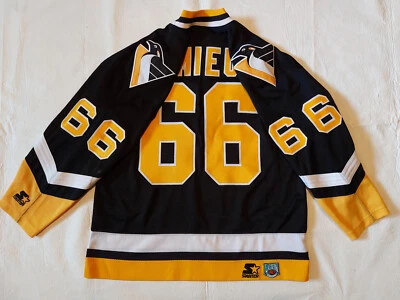 VIDEO Camiseta grande para hombre Pittsburgh Penguins Starter negra para hombre MARIO LEMIEUX Foto 1 de 4