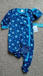 18-24m DISNEY Mickey Mouse BABY Decke Schlafanzug Pyjama Fuß Knopfleiste BLAU NEU - Bild 1 von 2