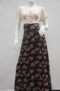 Vintage 90s Floral Print Linen Blend Maxi Dress by Equation Clothing Company - Bild 1 von 10