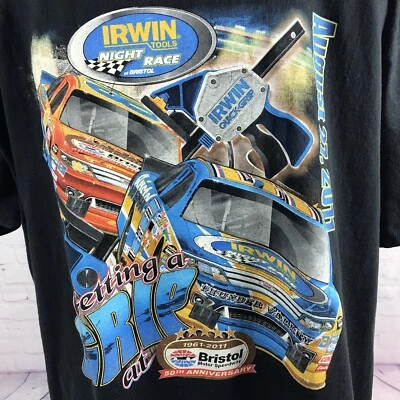 Camiseta NASCAR 2011 adulto 2XL negra Bristol Speedway Irwin Tools camiseta gráfica Foto 1 de 4