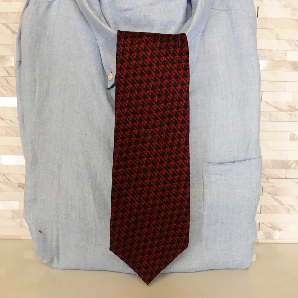 Corbata para el cuello para hombre CALVIN KLEIN rojo geométrico a rayas traje de seda diseñador de vino ancho EE. UU. Foto 1 de 4