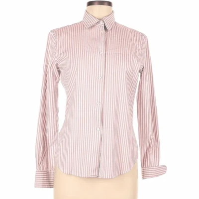 LORO PIANA 100% algodão multicolorido listrado botão para baixo 40  - Imagem 1 de 4