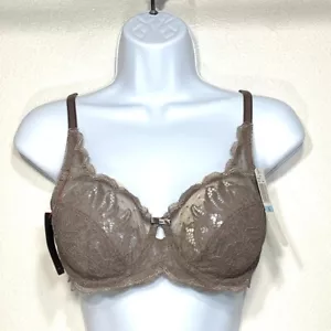 NWT Paramour Women's 34C Peridot Lace Unlined Underwire Bra 115073 Brown - Picture 1 of 8