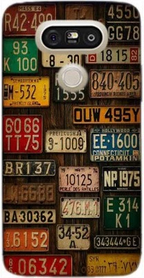 Cover per Lg V20,in plastica rigida,design targhe - Immagine 1 di 4