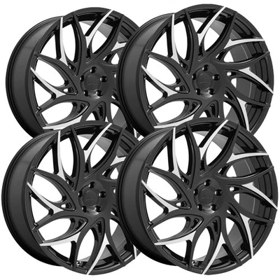 (Set-4) Dub S259 G.O.A.T. 26x10 5x5" +10mm Black/Machined Wheels Rims 26" Inch Foto 1 de 4