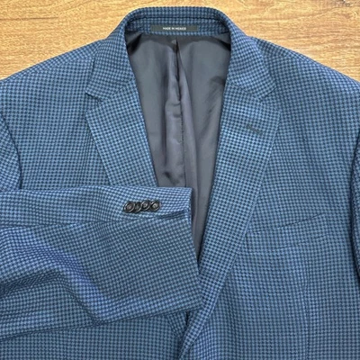 Chaqueta Blazer Z Zegna Drop 7 Deco Para Hombres EE. UU. 44 Azul Negro Pata de Gallo Mezcla de Lana Foto 1 de 4