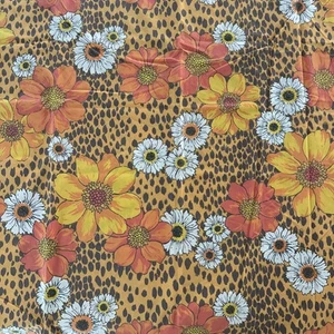 Vintage Springmaid Wondercale Queen Flat Sheet Floral Leopard Retro 90" x 104" - Picture 1 of 6