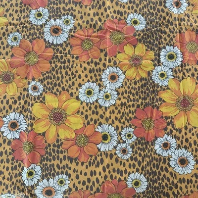 Vintage Springmaid Wondercale Queen Flat Sheet  Floral Leopard Retro 90" x 104" - Image 1 of 4