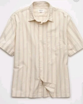 American Eagle Poolside Striped Button Up Relaxed Fit Shirt Mens Large Tall NEW - Image 1 of 4
