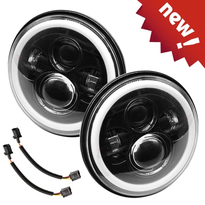 Pair 7 inch Round LED Headlights HI-Lo Beam For Chevrolet Chevy II 1964-1967 - Image 1 of 4
