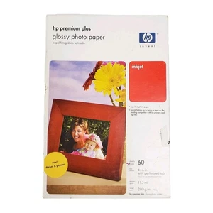 Inkjet HP Premium Plus Glossy Photo Paper 60 4x6 Sheets Thick Paper Unopened - Picture 1 of 3
