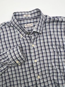 Peter Millar Crown Soft Silk/Cotton Button Down Sport Shirt Blue Plaid Mens XL - Picture 1 of 11