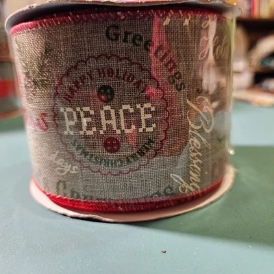 1 Roll Christmas Ribbon 2.5 in x 30 feet, Christmas Greetings - Image 1 of 2