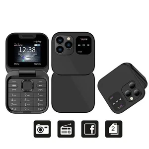 NEW New Mini Flip Mobile Phone 2 SIM Card Small Display Cell Foldable A0Q3 - Picture 1 of 14