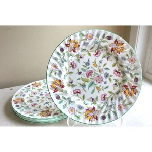 Minton Haddon Hall 10,5 Zoll Speiseteller Pastell Jakobin Blumenmotiv 2er Set - Bild 1 von 10