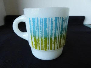 TAZA DE CAFÉ VINTAGE FIRE KING RETRO *OMBRE* VIDRIO LECHE - Imagen 1 de 3