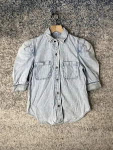 Frame Puff Sleeve Denim Shirt Women's Size Small - Picture 1 of 6