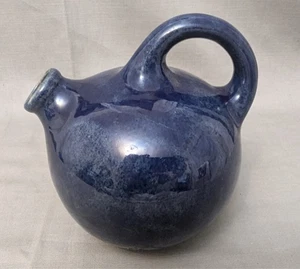 Vintage Hot Springs Ark. Kunstkeramik Kugelkrug Kanne Stippel dunkel & hellblau (S4 - Bild 1 von 19
