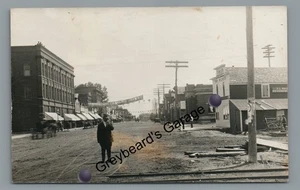 RPPC Street View Stores in ELLENDALE ND North Dakota Vintage Real Photo Postcard - Picture 1 of 2