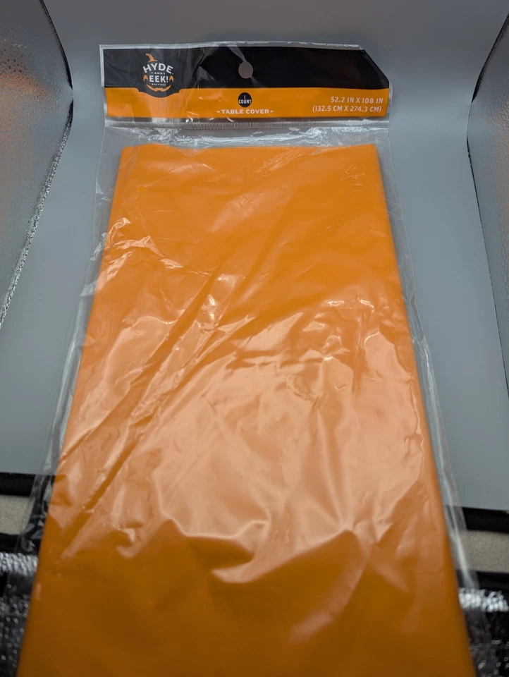 hyde eek table cover Halloween party Orange decor 52.2x108" READ NEW in package - Image 1 of 1