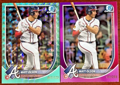 Lote de 2 tarjetas paralelas Bowman Chrome Matt Olson #4 2025 Atlanta Braves Foto 1 de 2
