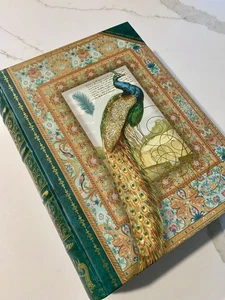 HTF Pier 1 Turquoise Peacock Faux Studio Book Storage Keepsake Decorative Box - Picture 1 of 9