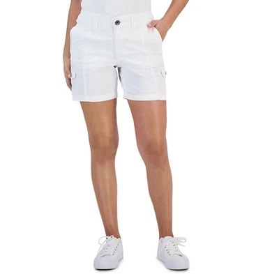 Shorts cargo Style & Co. feminino cintura confortável branco brilhante tamanho pequeno 10P - Imagem 1 de 2