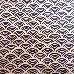 Cream/Indigo Dotted Waves Printed Traditional Kimono Quilting 100% Cotton Fabric - Picture 1 of 11