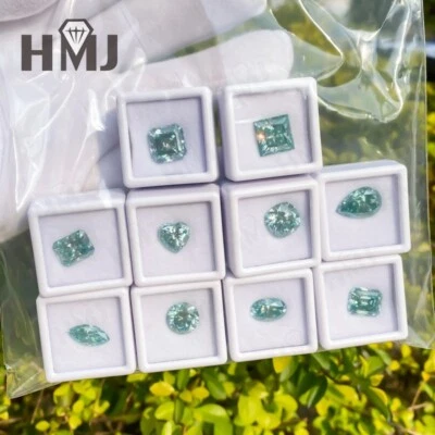 Round Aqua Blue Moissanite Loose Stone Gemstone 6 Shapes GRA Certified Jewelry - Image 1 of 4