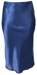 Splendida gonna a matita blu effetto raso pull on elastico in vita lunghezza 33" donna - Foto 1 di 3