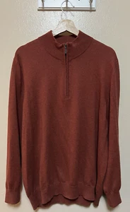 LL Bean Pullover Kaschmir Baumwollmischung Burnt Orange Pulli 1/4 Zip Herren Größe XL - Bild 1 von 11