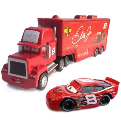 Disney Pixar Cars NO.8 Film Dale Earnhard Jr Truck + Mini Car 1:55 Diecast Toys - Image 1 of 4